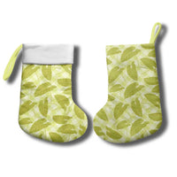 Lime Green Hawaii Kalo Palaka Motifs Christmas Stocking Hawaiian Taro Leaves Elegant Vibes LT14 - Polynesian Pride