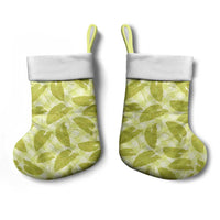 Lime Green Hawaii Kalo Palaka Motifs Christmas Stocking Hawaiian Taro Leaves Elegant Vibes LT14 - Polynesian Pride