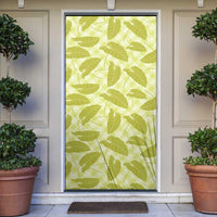 Lime Green Hawaii Kalo Palaka Motifs Door Cover Hawaiian Taro Leaves Elegant Vibes LT14 Lime Green - Polynesian Pride