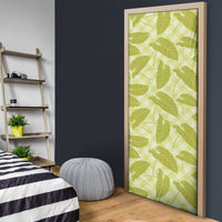 Lime Green Hawaii Kalo Palaka Motifs Door Cover Hawaiian Taro Leaves Elegant Vibes LT14 - Polynesian Pride
