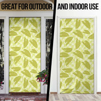 Lime Green Hawaii Kalo Palaka Motifs Door Cover Hawaiian Taro Leaves Elegant Vibes LT14 - Polynesian Pride