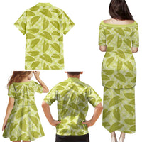 Lime Green Hawaii Kalo Palaka Motifs Family Matching Puletasi and Hawaiian Shirt Hawaiian Taro Leaves Elegant Vibes LT14 - Polynesian Pride