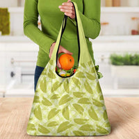 Lime Green Hawaii Kalo Palaka Motifs Grocery Bag Hawaiian Taro Leaves Elegant Vibes LT14 - Polynesian Pride