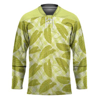 Lime Green Hawaii Kalo Palaka Motifs Hockey Jersey Hawaiian Taro Leaves Elegant Vibes LT14 Unisex Lime Green - Polynesian Pride