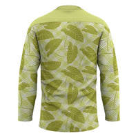 Lime Green Hawaii Kalo Palaka Motifs Hockey Jersey Hawaiian Taro Leaves Elegant Vibes LT14 - Polynesian Pride