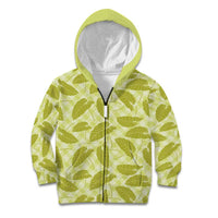 Lime Green Hawaii Kalo Palaka Motifs Kid Hoodie Hawaiian Taro Leaves Elegant Vibes LT14 Zip Hoodie Lime Green - Polynesian Pride