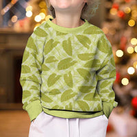 Lime Green Hawaii Kalo Palaka Motifs Kid Ugly Christmas Sweater Hawaiian Taro Leaves Elegant Vibes LT14 - Polynesian Pride