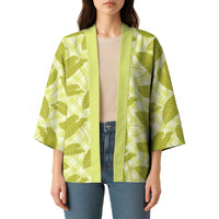 Lime Green Hawaii Kalo Palaka Motifs Kimono Hawaiian Taro Leaves Elegant Vibes LT14 - Polynesian Pride