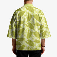 Lime Green Hawaii Kalo Palaka Motifs Kimono Hawaiian Taro Leaves Elegant Vibes LT14 - Polynesian Pride