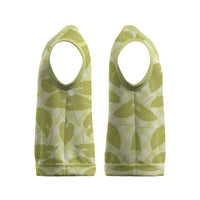 Lime Green Hawaii Kalo Palaka Motifs Christmas Knitted V-Neck Vest Hawaiian Taro Leaves Elegant Vibes LT14 - Polynesian Pride