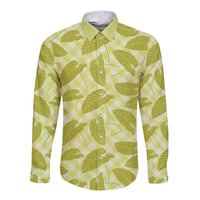 Lime Green Hawaii Kalo Palaka Long Sleeve Button Shirt - Hawaiian Taro Leaves Elegant Vibes LT14 Unisex Lime Green - Polynesian Pride