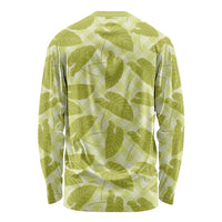 Lime Green Hawaii Kalo Palaka Motifs Long Sleeve Shirt Hawaiian Taro Leaves Elegant Vibes LT14 - Polynesian Pride