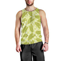 Lime Green Hawaii Kalo Palaka Motifs Men Tank Top Hawaiian Taro Leaves Elegant Vibes LT14 - Polynesian Pride