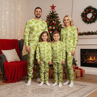 Lime Green Hawaii Kalo Palaka Motifs Christmas Pajama Set Hawaiian Taro Leaves Elegant Vibes LT14 - Polynesian Pride