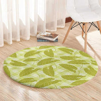 Lime Green Hawaii Kalo Palaka Motifs Round Carpet Hawaiian Taro Leaves Elegant Vibes LT14 - Polynesian Pride
