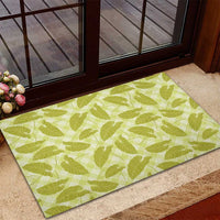 Lime Green Hawaii Kalo Palaka Motifs Rubber Doormat Hawaiian Taro Leaves Elegant Vibes LT14 - Polynesian Pride