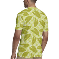 Lime Green Hawaii Kalo Palaka Motifs Rugby Jersey Hawaiian Taro Leaves Elegant Vibes LT14 - Polynesian Pride