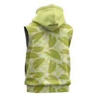 Lime Green Hawaii Kalo Palaka Motifs Sleeveless Hoodie Hawaiian Taro Leaves Elegant Vibes LT14 - Polynesian Pride