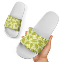 Lime Green Hawaii Kalo Palaka Motifs Slide Sandals Hawaiian Taro Leaves Elegant Vibes LT14 - Polynesian Pride