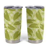 Lime Green Hawaii Kalo Palaka Motifs Tumbler Cup Hawaiian Taro Leaves Elegant Vibes LT14 Lime Green - Polynesian Pride