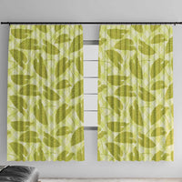 Lime Green Hawaii Kalo Palaka Motifs Window Curtain Hawaiian Taro Leaves Elegant Vibes LT14 With Hooks Lime Green - Polynesian Pride