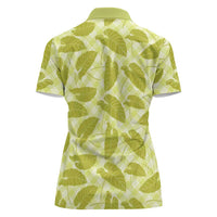 Lime Green Hawaii Kalo Palaka Motifs Women Polo Shirt Hawaiian Taro Leaves Elegant Vibes LT14 - Polynesian Pride