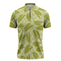 Lime Green Hawaii Kalo Palaka Motifs Zipper Polo Shirt Hawaiian Taro Leaves Elegant Vibes LT14 Lime Green - Polynesian Pride