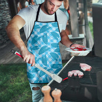 Blue Hawaii Kalo Palaka Motifs Apron Hawaiian Taro Leaves Elegant Vibes LT14 - Polynesian Pride