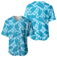 Blue Hawaii Kalo Palaka Motifs Baseball Jersey Hawaiian Taro Leaves Elegant Vibes - Polynesian Pride