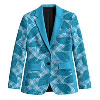 Blue Hawaii Kalo Palaka Motifs Blazer Hawaiian Taro Leaves Elegant Vibes LT14 Unisex Blue - Polynesian Pride