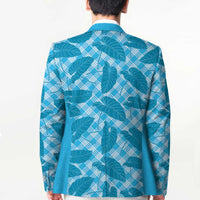 Blue Hawaii Kalo Palaka Motifs Blazer Hawaiian Taro Leaves Elegant Vibes LT14 - Polynesian Pride