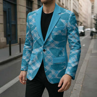 Blue Hawaii Kalo Palaka Motifs Blazer Hawaiian Taro Leaves Elegant Vibes LT14 - Polynesian Pride