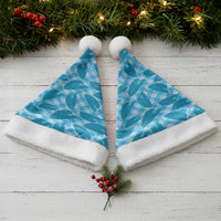 Blue Hawaii Kalo Palaka Motifs Christmas Santa Hat Hawaiian Taro Leaves Elegant Vibes LT14 - Polynesian Pride