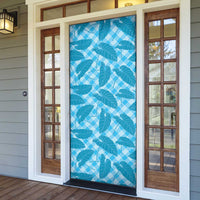 Blue Hawaii Kalo Palaka Motifs Door Cover Hawaiian Taro Leaves Elegant Vibes LT14 - Polynesian Pride