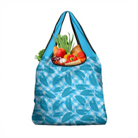 Blue Hawaii Kalo Palaka Motifs Grocery Bag Hawaiian Taro Leaves Elegant Vibes LT14 1-pack One Size Blue - Polynesian Pride