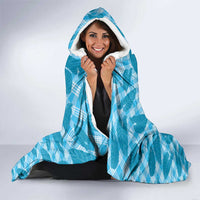 Blue Hawaii Kalo Palaka Motifs Hooded Blanket Hawaiian Taro Leaves Elegant Vibes LT14 - Polynesian Pride