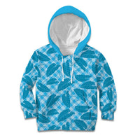 Blue Hawaii Kalo Palaka Motifs Kid Hoodie Hawaiian Taro Leaves Elegant Vibes LT14 Hoodie Blue - Polynesian Pride