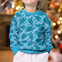 Blue Hawaii Kalo Palaka Motifs Kid Ugly Christmas Sweater Hawaiian Taro Leaves Elegant Vibes LT14 - Polynesian Pride