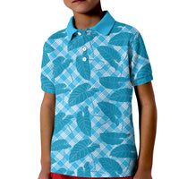 Blue Hawaii Kalo Palaka Motifs Kid Polo Shirt Hawaiian Taro Leaves Elegant Vibes LT14 Kid Blue - Polynesian Pride