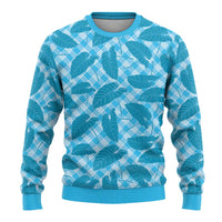 Blue Hawaii Kalo Palaka Motifs Ugly Christmas Sweater Hawaiian Taro Leaves Elegant Vibes LT14 - Polynesian Pride