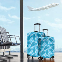 Blue Hawaii Kalo Palaka Motifs Luggage Cover Hawaiian Taro Leaves Elegant Vibes LT14 - Polynesian Pride