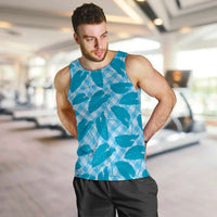 Blue Hawaii Kalo Palaka Motifs Men Tank Top Hawaiian Taro Leaves Elegant Vibes LT14 Blue - Polynesian Pride