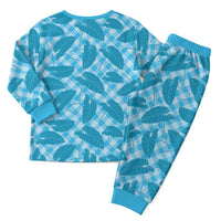 Blue Hawaii Kalo Palaka Motifs Christmas Pajama Set Hawaiian Taro Leaves Elegant Vibes LT14 - Polynesian Pride