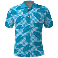 Blue Hawaii Kalo Palaka Motifs Polo Shirt Hawaiian Taro Leaves Elegant Vibes LT14 Blue - Polynesian Pride