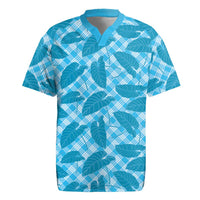 Blue Hawaii Kalo Palaka Motifs Rugby Jersey Hawaiian Taro Leaves Elegant Vibes LT14 Blue - Polynesian Pride