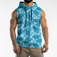Blue Hawaii Kalo Palaka Motifs Sleeveless Hoodie Hawaiian Taro Leaves Elegant Vibes LT14 - Polynesian Pride
