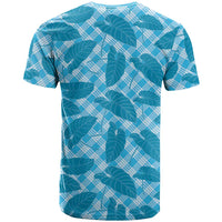 Blue Hawaii Kalo Palaka Motifs T Shirt Hawaiian Taro Leaves Elegant Vibes LT14 - Polynesian Pride