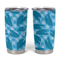 Blue Hawaii Kalo Palaka Motifs Tumbler Cup Hawaiian Taro Leaves Elegant Vibes LT14 Blue - Polynesian Pride