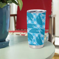 Blue Hawaii Kalo Palaka Motifs Tumbler Cup Hawaiian Taro Leaves Elegant Vibes LT14 - Polynesian Pride