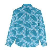 Blue Hawaii Kalo Palaka Motifs Women Casual Shirt Hawaiian Taro Leaves Elegant Vibes LT14 - Polynesian Pride